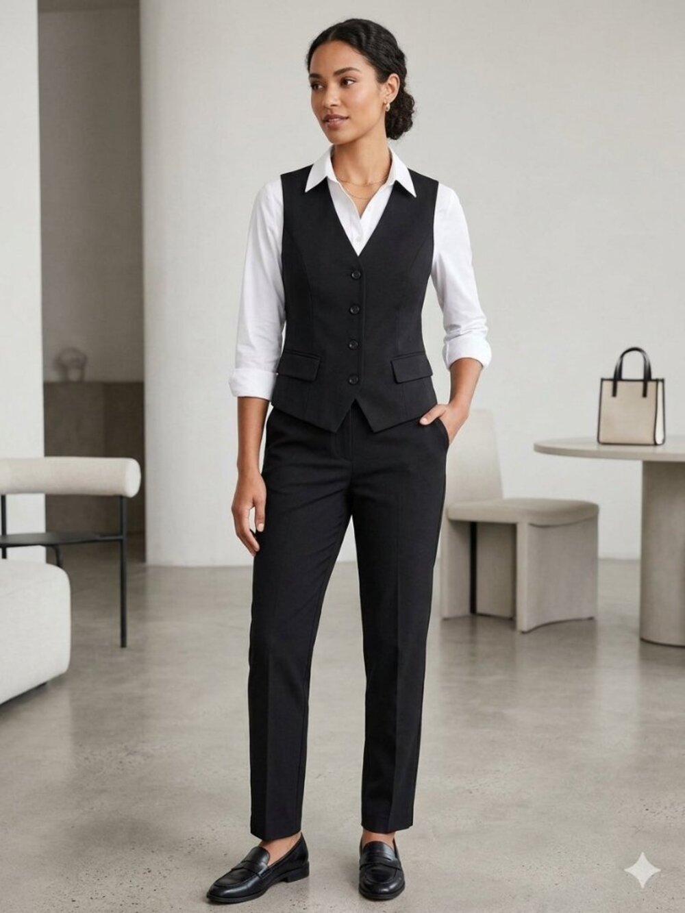 Classic Tailored Black Suit Vest Waistcoat - Excellent Condition